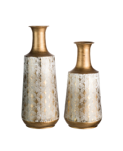 Glitzhome Vase, Set Of 2 In Gray,brown