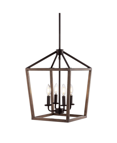 Jonathan Y Oria 4-light Iron Farmhouse Industrial Lantern Led Pendant In Black