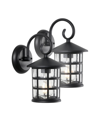 Jonathan Y Cadiz 1-light Cottage Rustic Scrolled Lantern Led Outdoor Lantern, Set Of 2 In Black