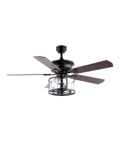 Jonathan Y Braxton 4-light Farmhouse Industrial Iron Drum Shade Led Ceiling Fan With Remote In Black