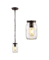 Jonathan Y Gaines 1-light Farmhouse Industrial Iron Mason Jar Led Pendant In Black