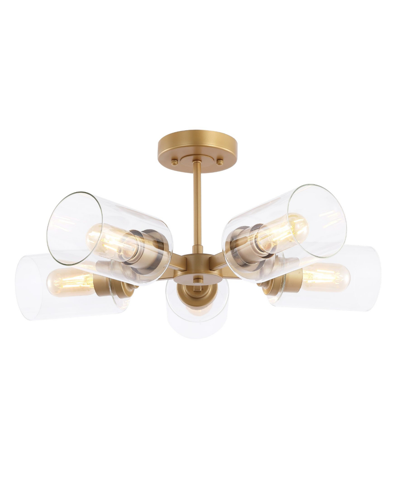Jonathan Y Jaynie 21.5in 5-light Cylinder Led Semi Flush Mount In Gold