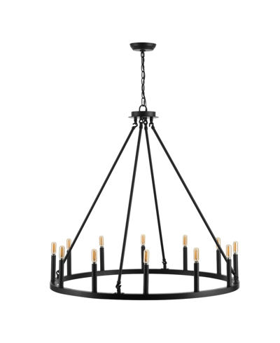 Jonathan Y Gio 12-light Iron Classic Industrial Ring Led Chandelier In Black