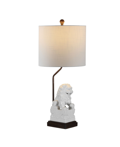 Jonathan Y Guardian Lion Ceramic Classic Modern Led Table Lamp In White