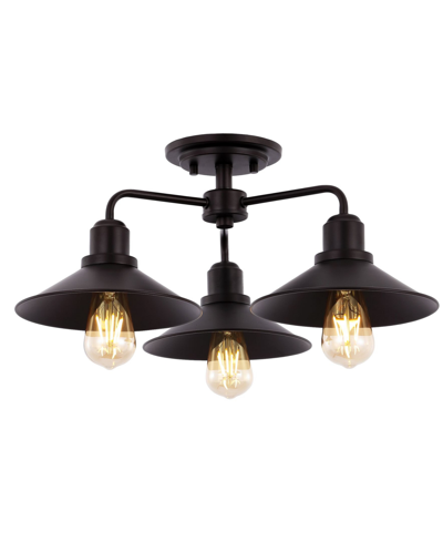 Jonathan Y Calvin 3-light Iron Industrial Led Pendant In Black