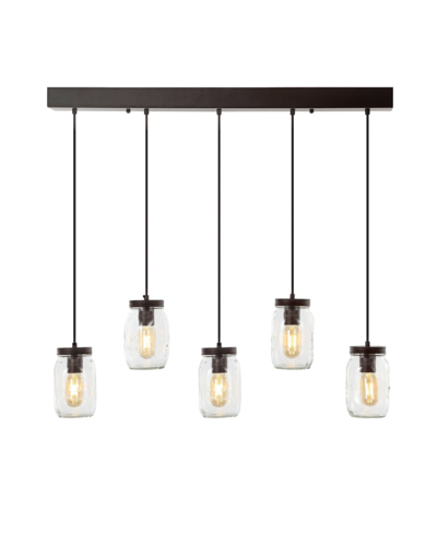 Jonathan Y Gaines 33.25in 5-light Mason Jar Linear Led Pendant In Metallic