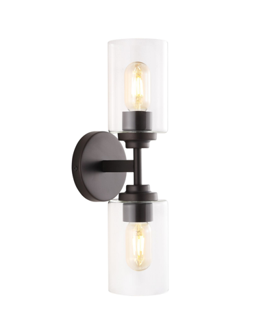 Jonathan Y Giles 2-light Farmhouse Industrial Iron Cylinder Led Sconce In Black