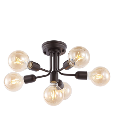 Jonathan Y Marcel 6-light Globe Farmhouse Modern Iron Bistro Led Semi Flush Mount In Metallic