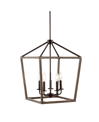 Jonathan Y Oria 5-light Iron Farmhouse Industrial Lantern Led Pendant In Black
