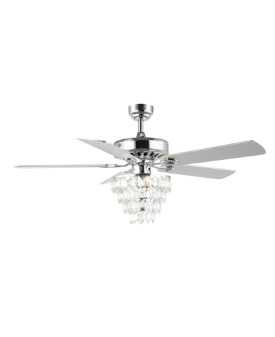 Jonathan Y Mindy 3-light Glam Modern Crystal Shade Led Ceiling Fan With Remote In Silver