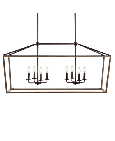 Jonathan Y Oriana 8-light Iron Farmhouse Industrial Lantern Led Pendant In Black