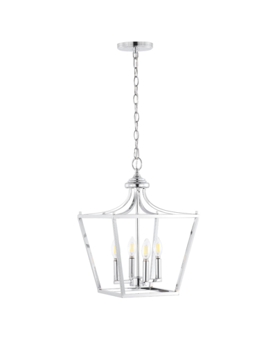 Jonathan Y Camden 4-light Iron Classic Midcentury Pendant Lantern In Silver-tone