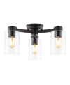 JONATHAN Y ORVILLE 3-LIGHT FARMHOUSE INDUSTRIAL IRON CYLINDER LED SEMI FLUSH MOUNT