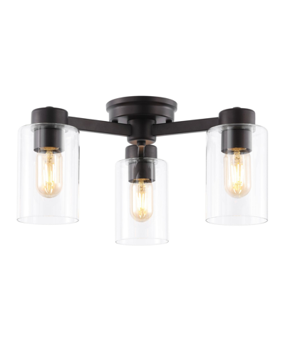 Jonathan Y Orville 3-light Farmhouse Industrial Iron Cylinder Led Semi Flush Mount In Metallic