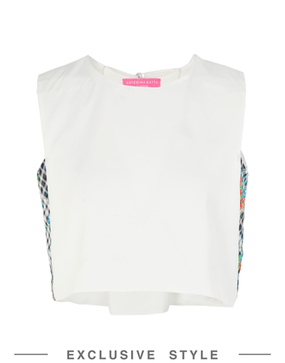 CATERINA GATTA X YOOX CATERINA GATTA X YOOX WOMAN TOP WHITE SIZE L VISCOSE, SILK