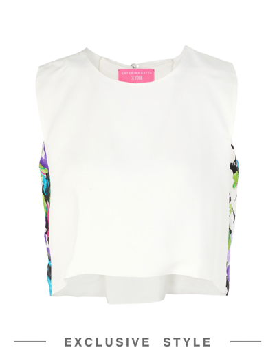 CATERINA GATTA X YOOX CATERINA GATTA X YOOX WOMAN TOP WHITE SIZE L VISCOSE, SILK
