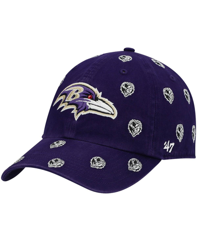 47 Brand Women's Purple Baltimore Ravens Confetti Clean Up Head Logo Adjustable Hat