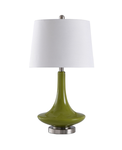 Stylecraft Hardback Fabric Shade Table Lamp In Green