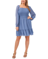 1.state Sleeveless Smocked Neck Dress With Ruffle Tiered Skirt In Porcelain Blue
