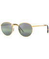 Ray Ban Unisex Polarized Sunglasses, Rb3637 New Round 47 In Legend Gold-tone