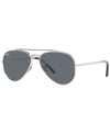 Ray Ban Sunglasses Unisex Aviator Classic - Silver Frame Blue Lenses Polarized 58-14 In Silver-tone