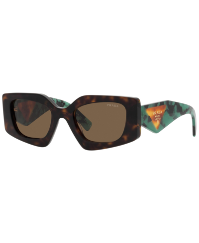 Prada Symbole Rectangular Sunglasses, 51mm In Tortoise