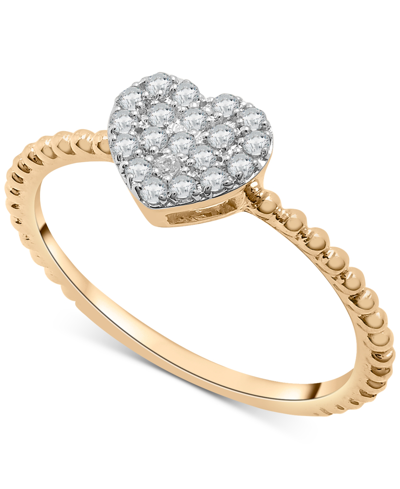 Wrapped Diamond Heart Cluster Ring (1/6 Ct. T.w.) In 14k Gold, Created For Macy's In Yellow Gold