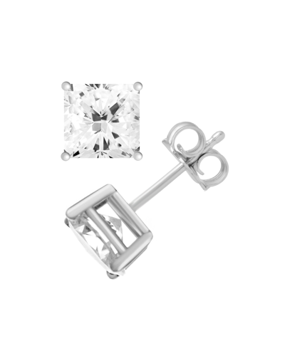 And Now This Silver Plate Cubic Zirconia 7.5mm Square Stud Earring