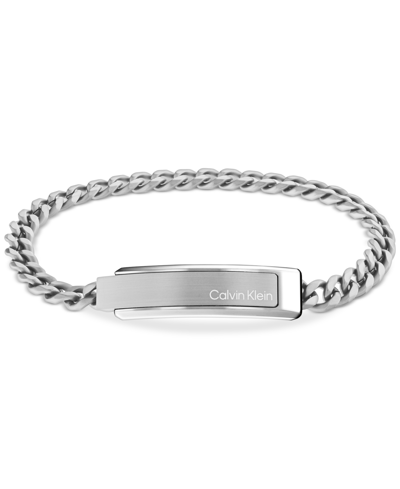 Calvin Klein Men's Stainless Steel Curb Chain Bracelet In Silver