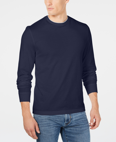 Club Room Men's Doubler Crewneck T-shirt, Created For Macy's In Navy Blue