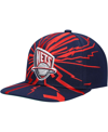 MITCHELL & NESS MEN'S MITCHELL & NESS NAVY NEW JERSEY NETS HARDWOOD CLASSICS EARTHQUAKE SNAPBACK HAT