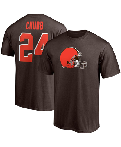 Fanatics Men's Nick Chubb Brown Cleveland Browns Player Icon Name And Number T-shirt