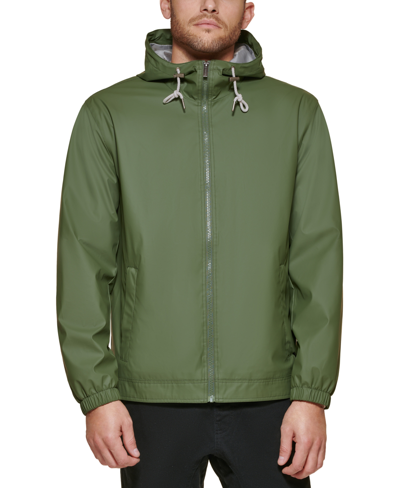 Club Room Men's Rubberized Lightweight Hooded Rain Jacket, Created For Macy's In Olive