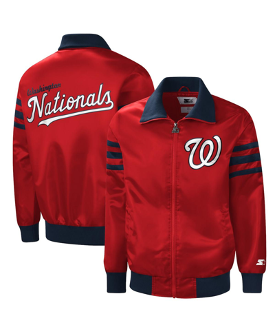 Starter Men's  Red Washington Nationals The Captain Ii Full-zip Varsity Jacket
