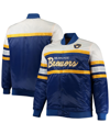 MITCHELL & NESS MEN'S MITCHELL & NESS ROYAL, GOLD MILWAUKEE BREWERS BIG AND TALL COACHES SATIN FULL-SNAP JACKET
