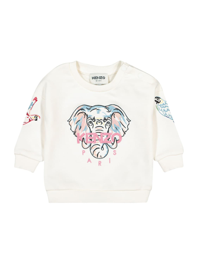 Kenzo Babies' Girls Ivory Elephant Sweatshirt