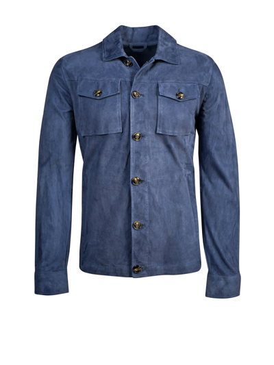 Barba Napoli Jacket With Front Pockets In Denim