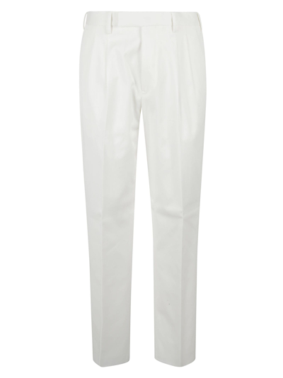 Ermenegildo Zegna Double Pleat Pure Cotton Trousers In White