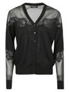 Dolce & Gabbana Lace-trimmed Cashmere-blend Cardigan In Black