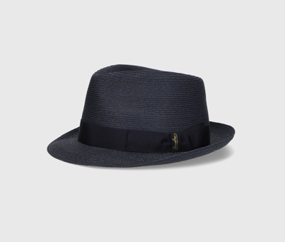 Borsalino Tesa Media 编织麻质礼帽 In Blue