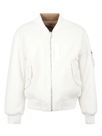 Burberry Reversible Bomber Jacket In Off White