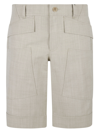 Burberry Men Grain De Poudre Wool Bermuda Shorts In Light Beige Mélange