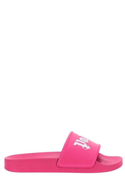 Palm Angels Logo-print Open-toe Slides In Pink