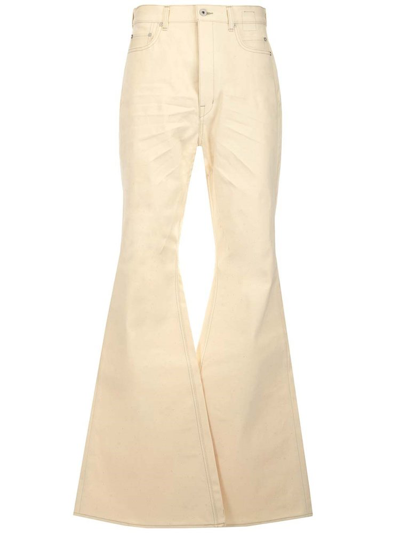 Rick Owens Logo Patch Bootcut Jeans In White