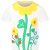 STELLA MCCARTNEY WHITE T-SHIRT FOR GIRL WITH COLORFUL FLOWERS