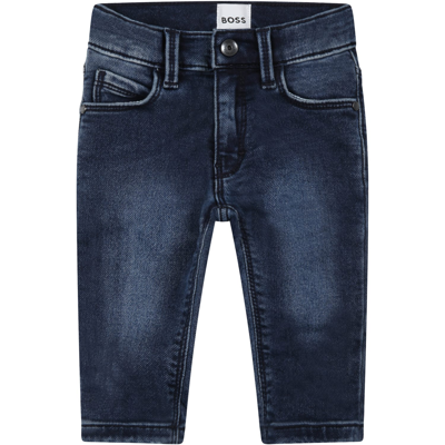 Hugo Boss Blue Jeans For Baby Boy With Logos