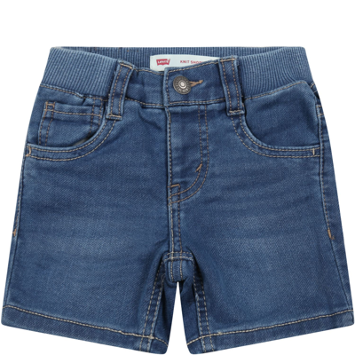 Levi's Light-blue Shorts For Baby Boy With Patch Logo In Denim