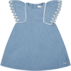 CHLOÉ LIGH-BLUE DRESS FOR BABY GIRL WITH LOGO