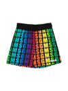 Msgm Teen Rainbow Logo-print Shorts In Multicolor