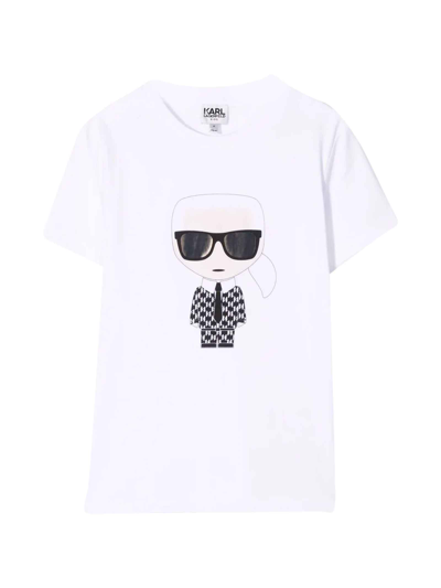 Karl Lagerfeld Teen K/karl-print Sustainable Cotton T-shirt In White